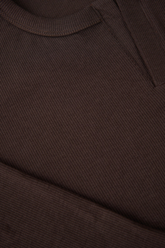 Brown Full Sleeve Henley