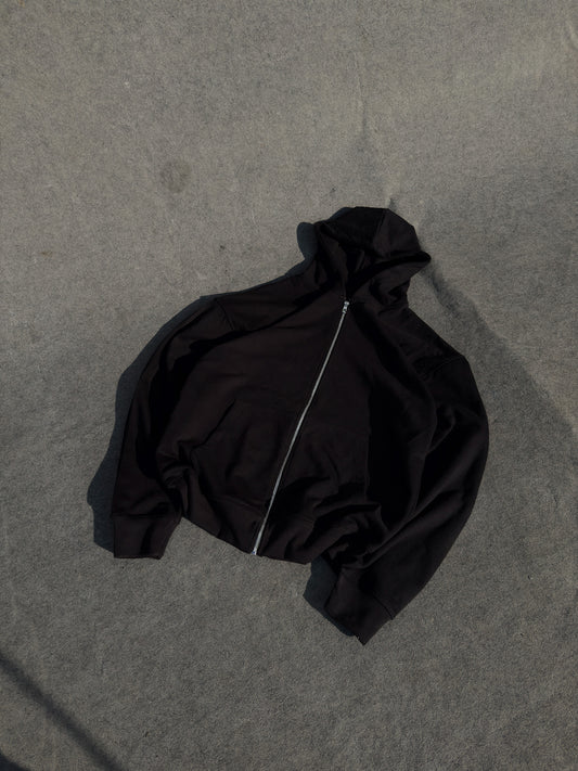 Zip Through Hoodie - Black