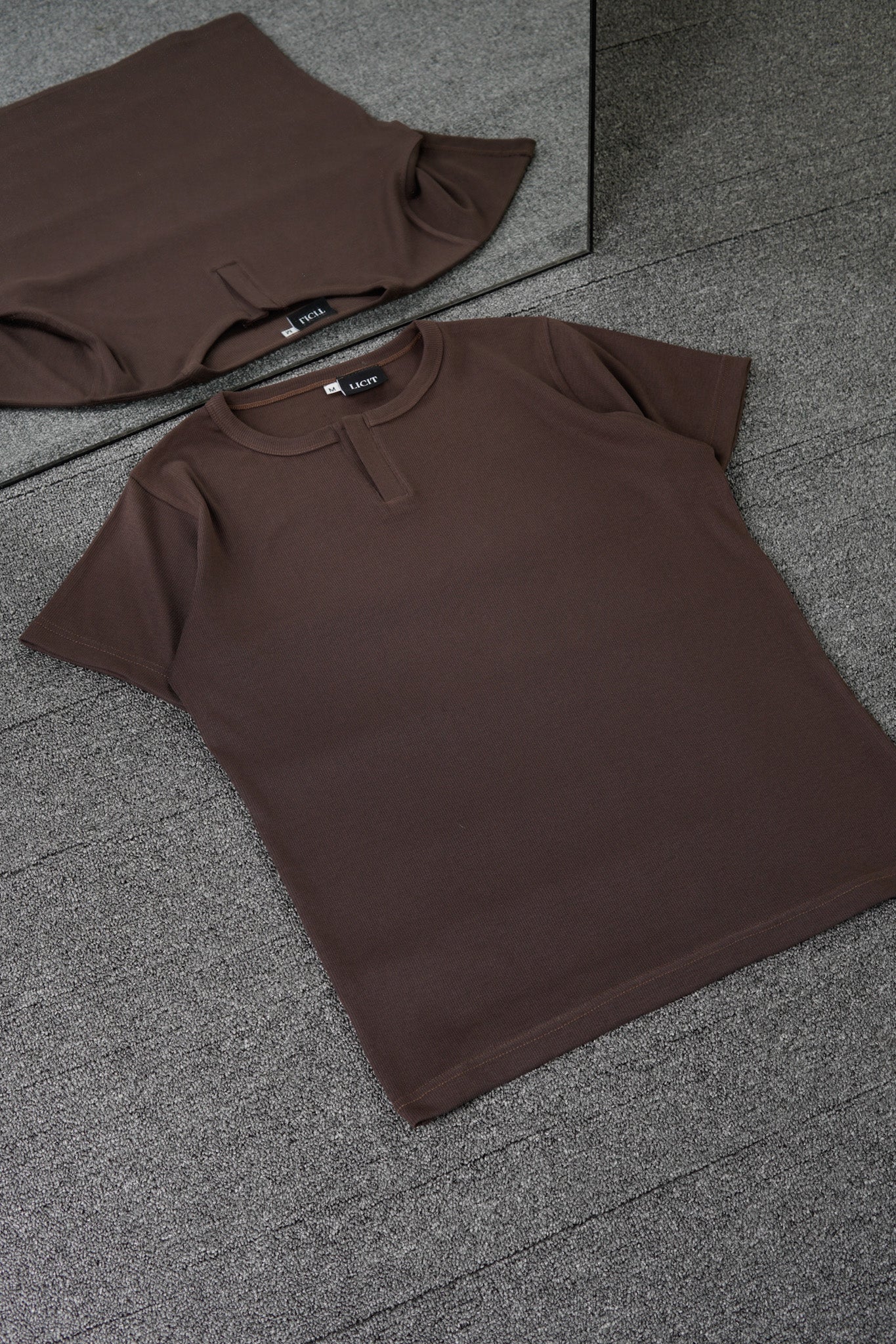 Brown Half Sleeve Henley