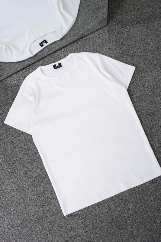 White Half Sleeve Henley