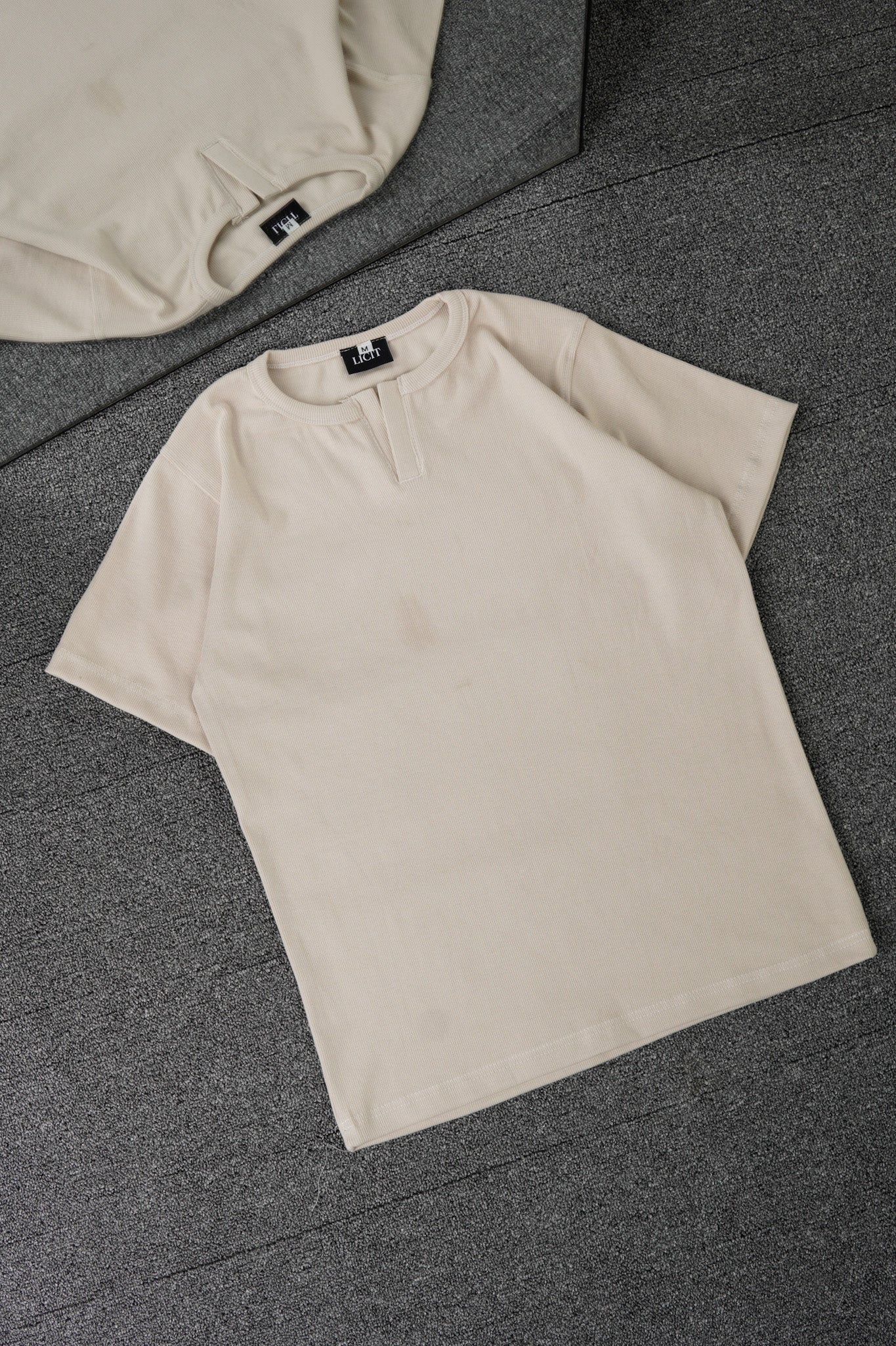 Beige Half Sleeve Henley
