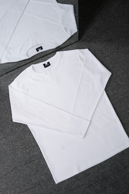 White Full Sleeve Henley
