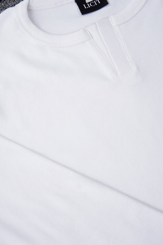 White Full Sleeve Henley