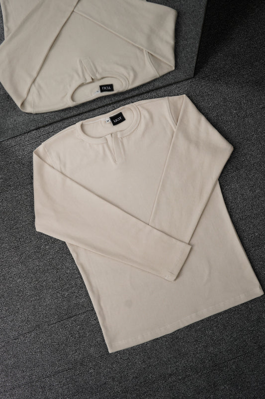Beige Full Sleeve Henley