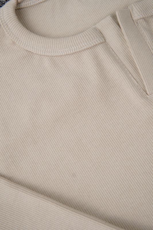 Beige Full Sleeve Henley