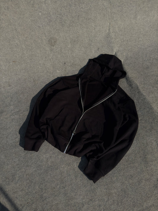 Zip Through Hoodie - Black