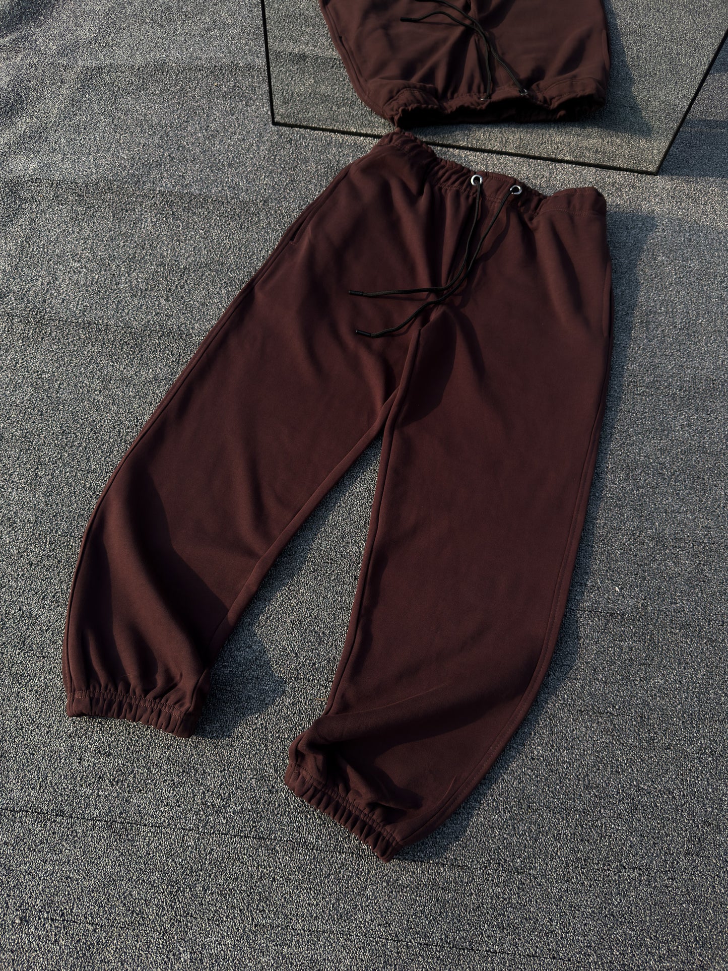 Wide Leg Cuffed Sweatpant - Maroon