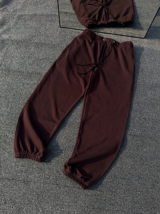 Wide Leg Cuffed Sweatpant - Maroon